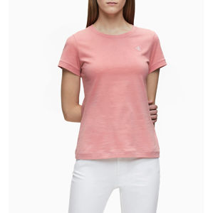Calvin Klein dámské růžové tričko Embroidery - S (VAZ)